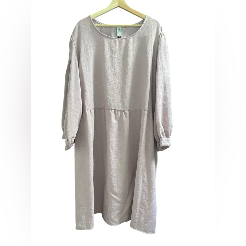 Purple Midi Dress with Bishop Sleeves